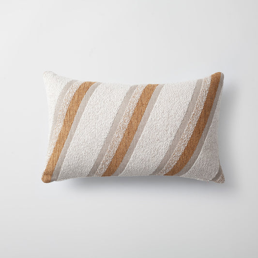 Oblique | Mustard Yellow Striped Boucle Textured Lumbar 12''x20'' Throw Pillow Cover