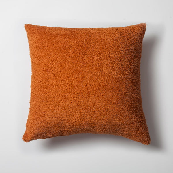Orange plush soft textured square throw pillow cover 20"x20"