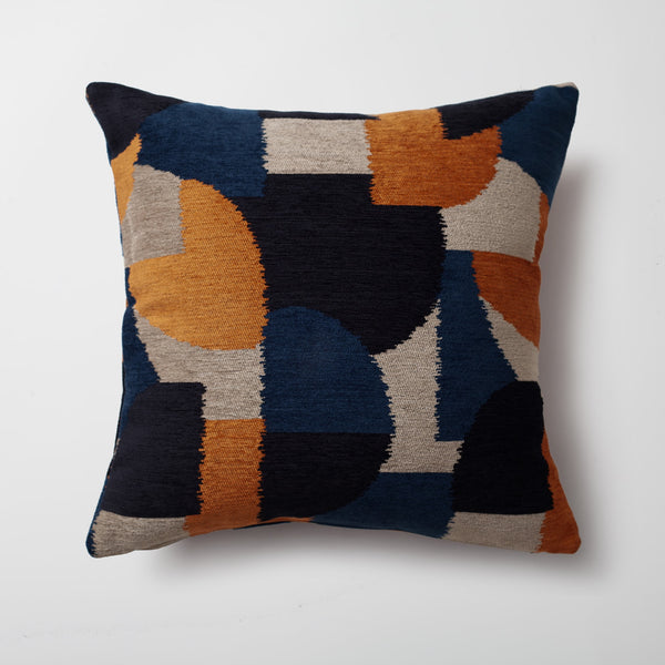 Orange navy blue modern geometric throw pillow cover 20"x20"