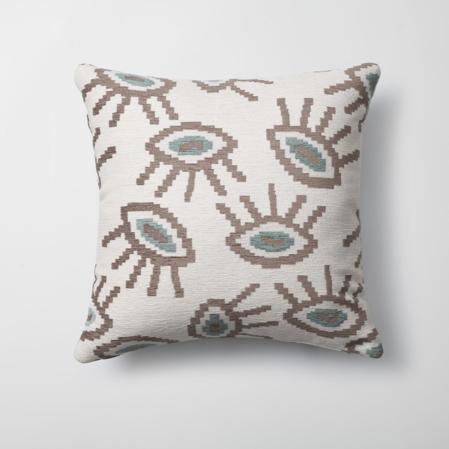 Yonobi | Neutral Beige Orange Evil Eye Ikat Square 18''x18'' Throw Pillow Cover