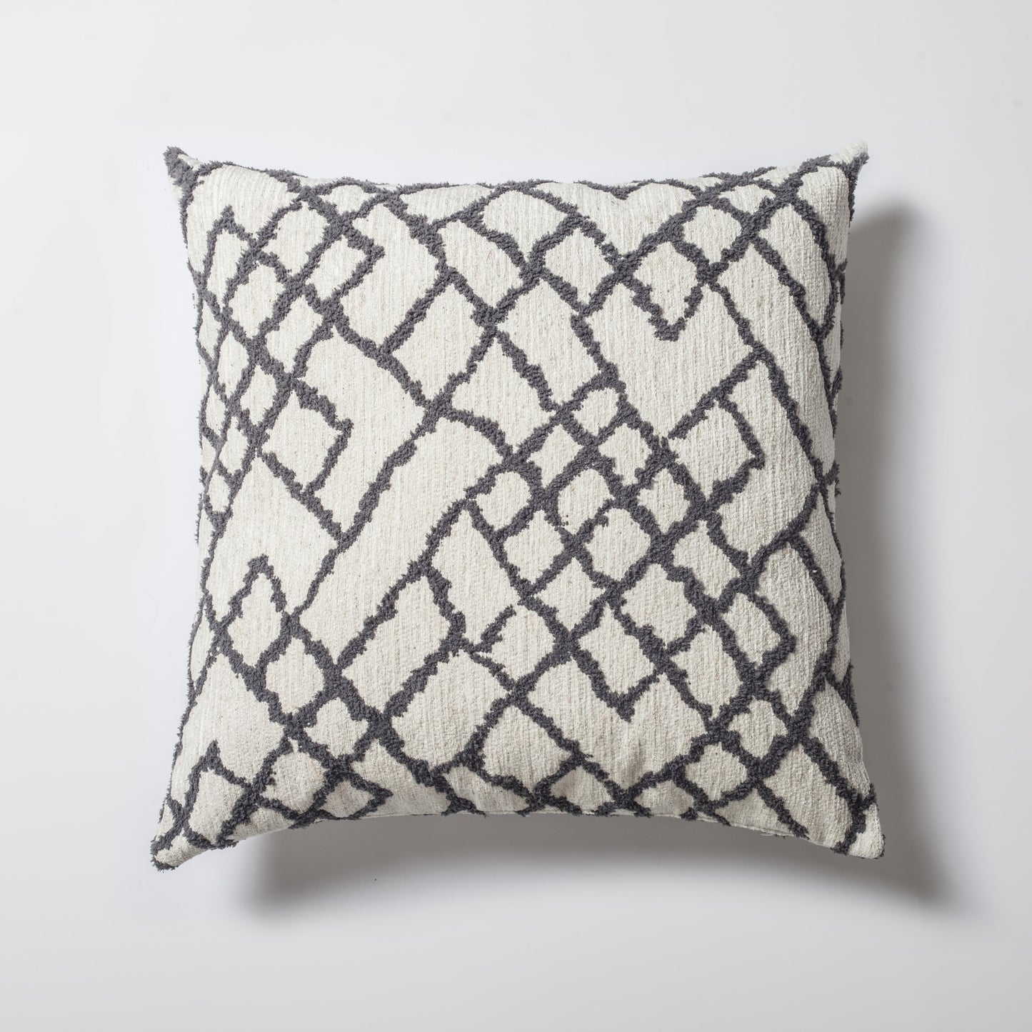 Maya | Dark Gray Kilim Patterned Tribal Boho Textured Square 20''x20'' Throw Pillow Cover