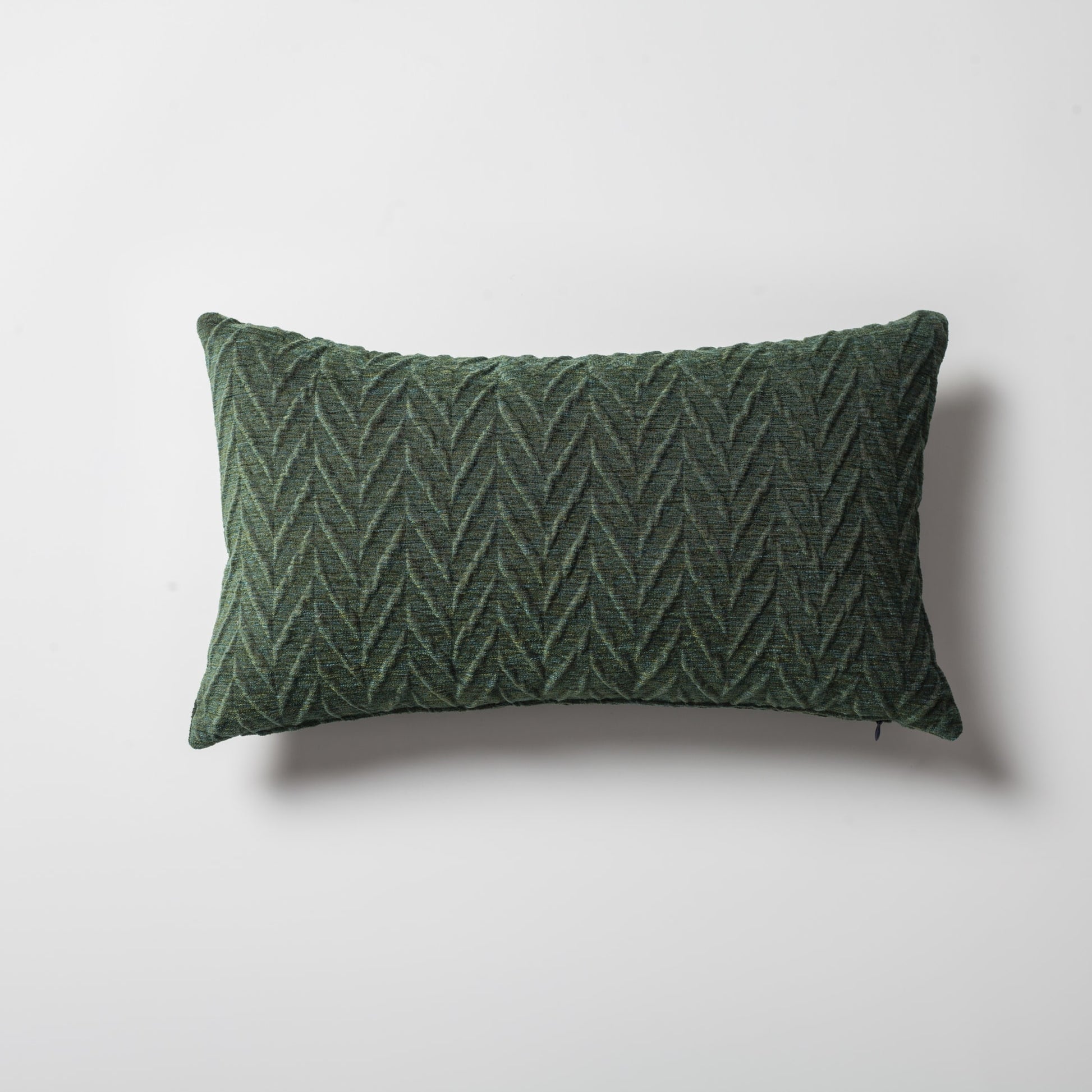 Cello | Green Textured Chevron Lumbar 12"x20" Throw Pillow Cover