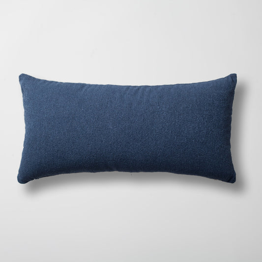 Julia | Blue Boucle Textured Solid Long Lumbar 14"x28" Throw Pillow Cover