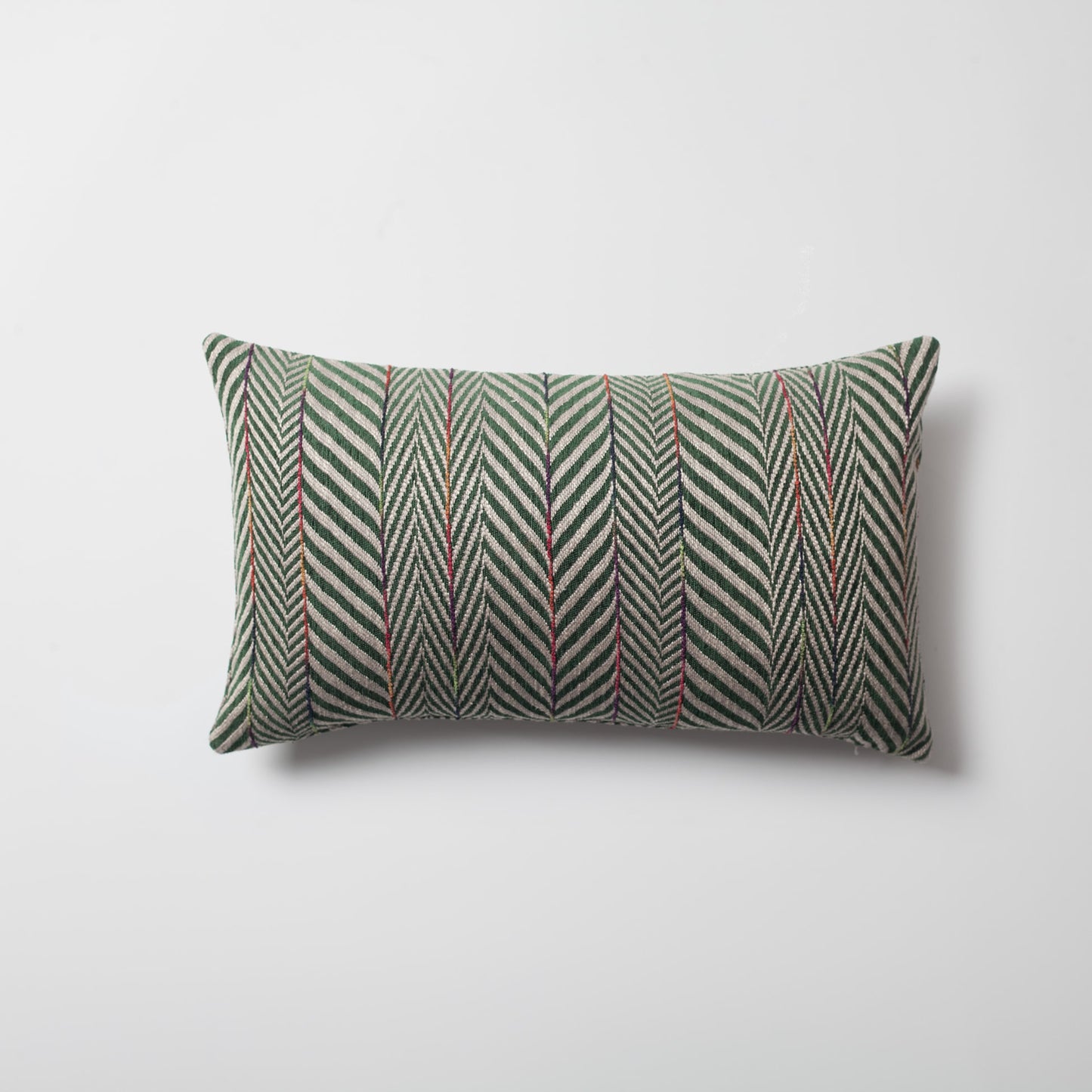 Sense | Green Textured Herringbone Stripe Lumbar 12''x20'' Throw Pillow Cover