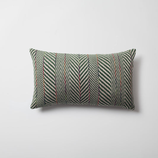 Sense | Green Textured Herringbone Stripe Lumbar 12''x20'' Throw Pillow Cover