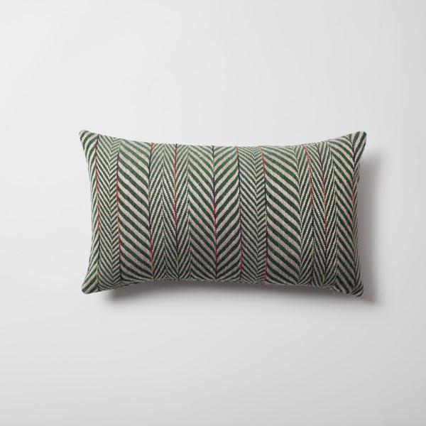 Green textured herringbone stripe lumbar throw pillow cover 12"x20"