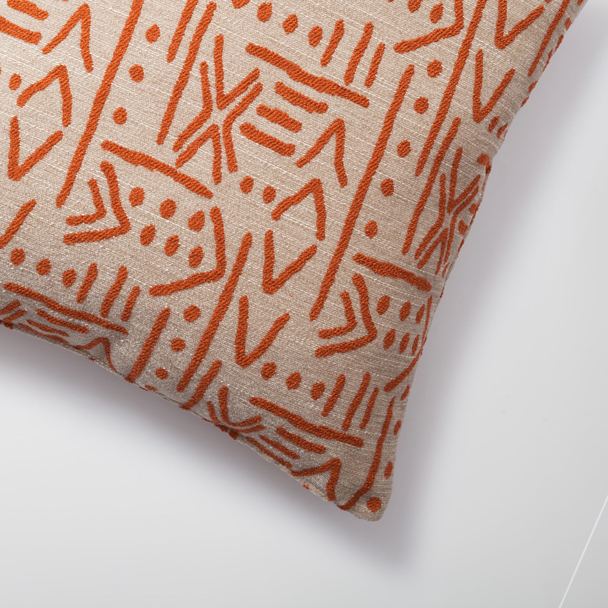 Icon | Orange Ethnic Tribal Boucle Woven Square 18''x18'' Throw Pillow Cover