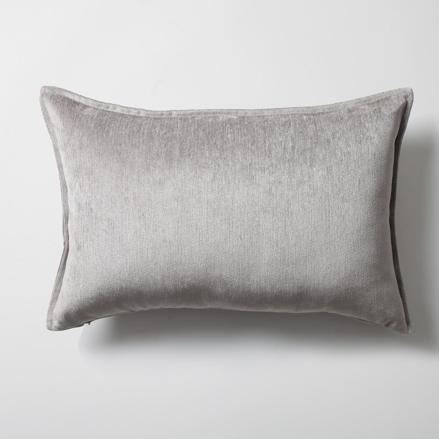 Eliza | Gray Textured Velvet-Look Flanged Lumbar 16''x24'' Throw Pillow Cover