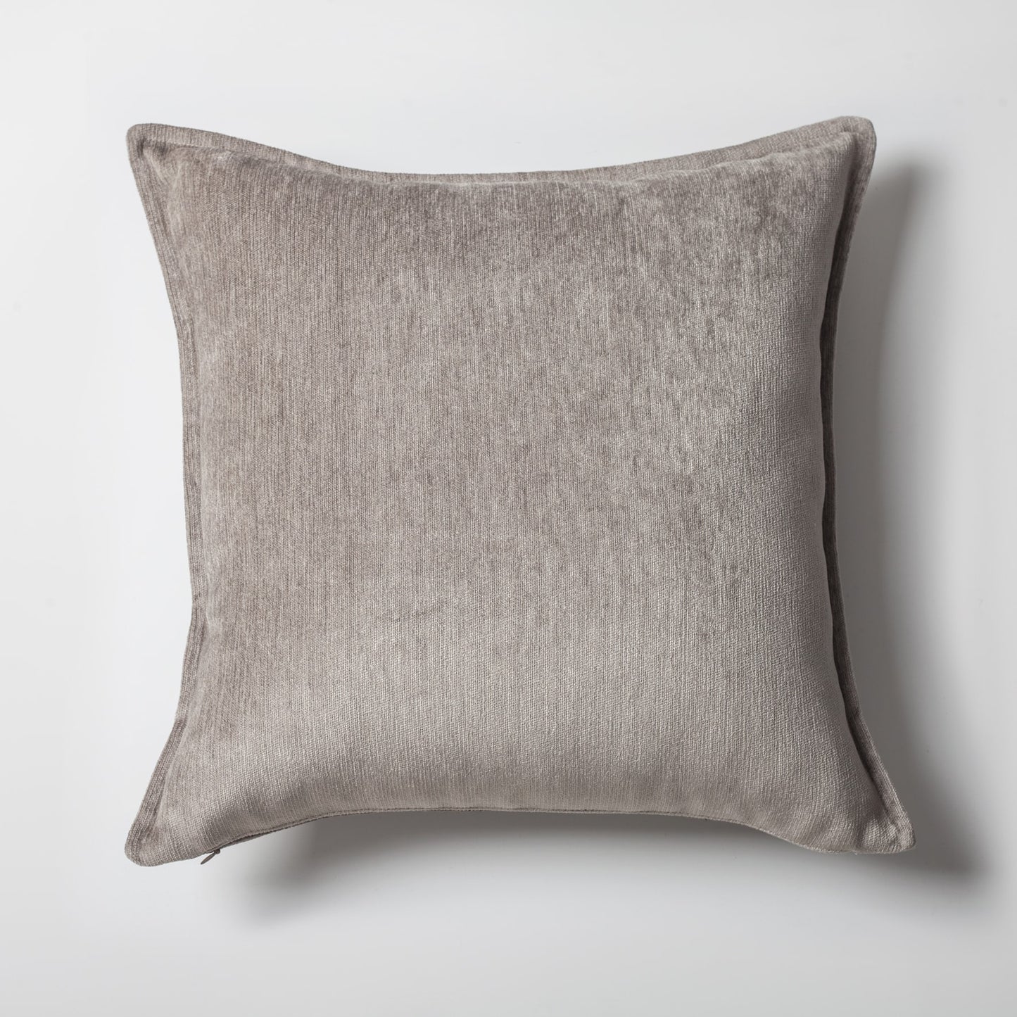 Eliza | Taupe Textured Velvet-Look Flanged Square 20''x20'' Throw Pillow Cover