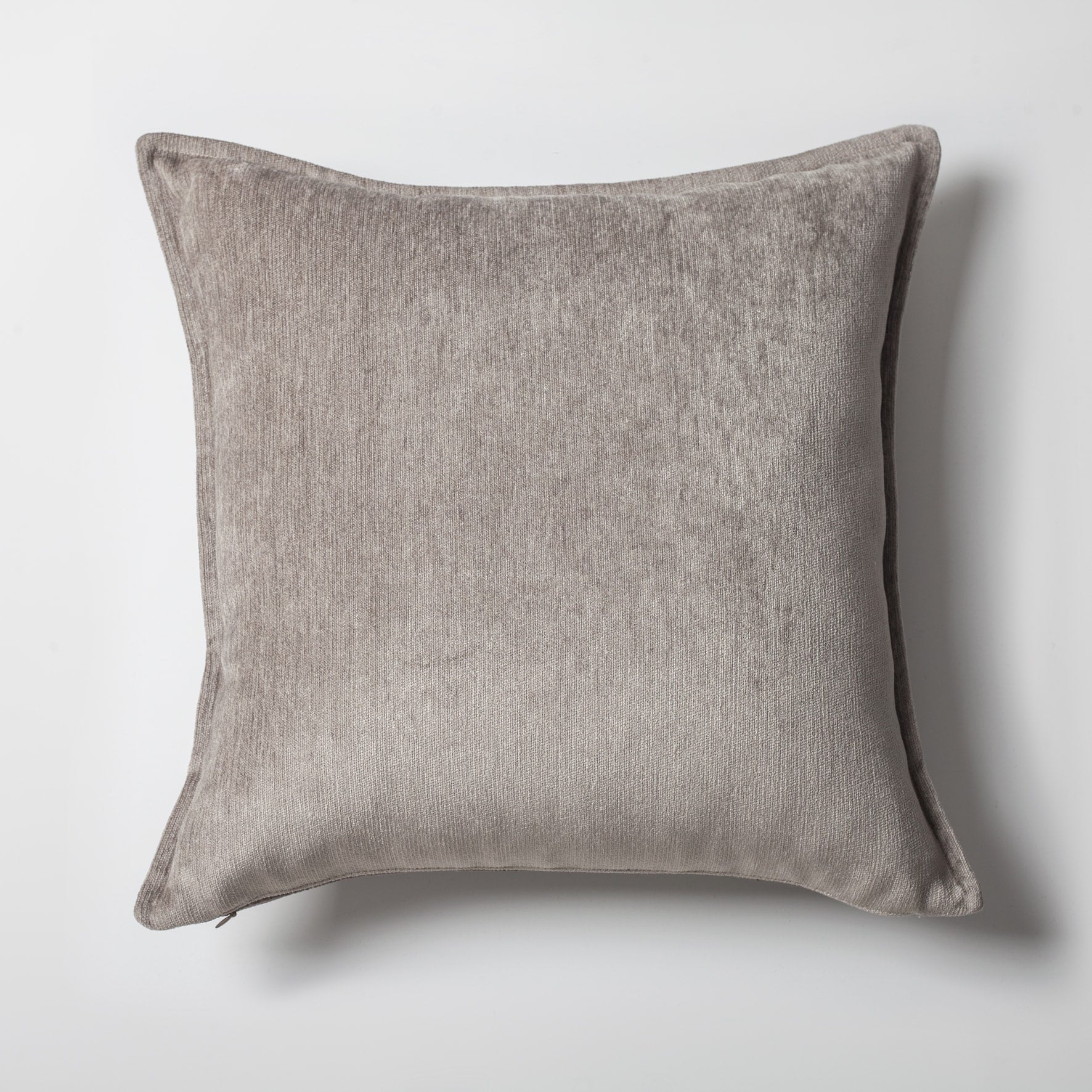 Eliza | Taupe Textured Velvet-Look Flanged Square 20''x20'' Throw Pillow Cover