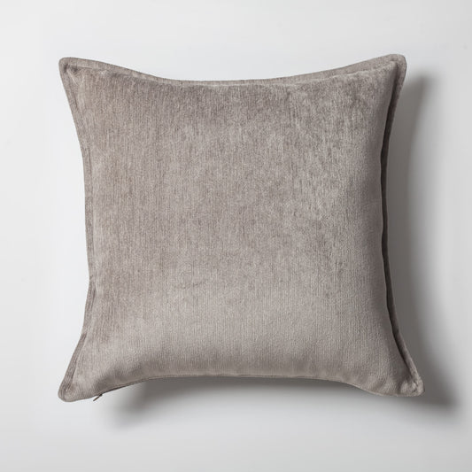 Eliza | Taupe Textured Velvet-Look Flanged Square 20''x20'' Throw Pillow Cover