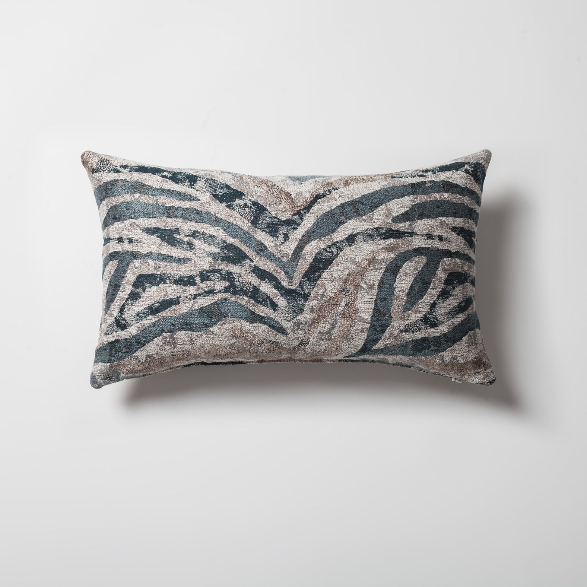 Rio | Blue Textured Woven Animal Skin Print Lumbar 12''x20'' Throw Pillow Cover