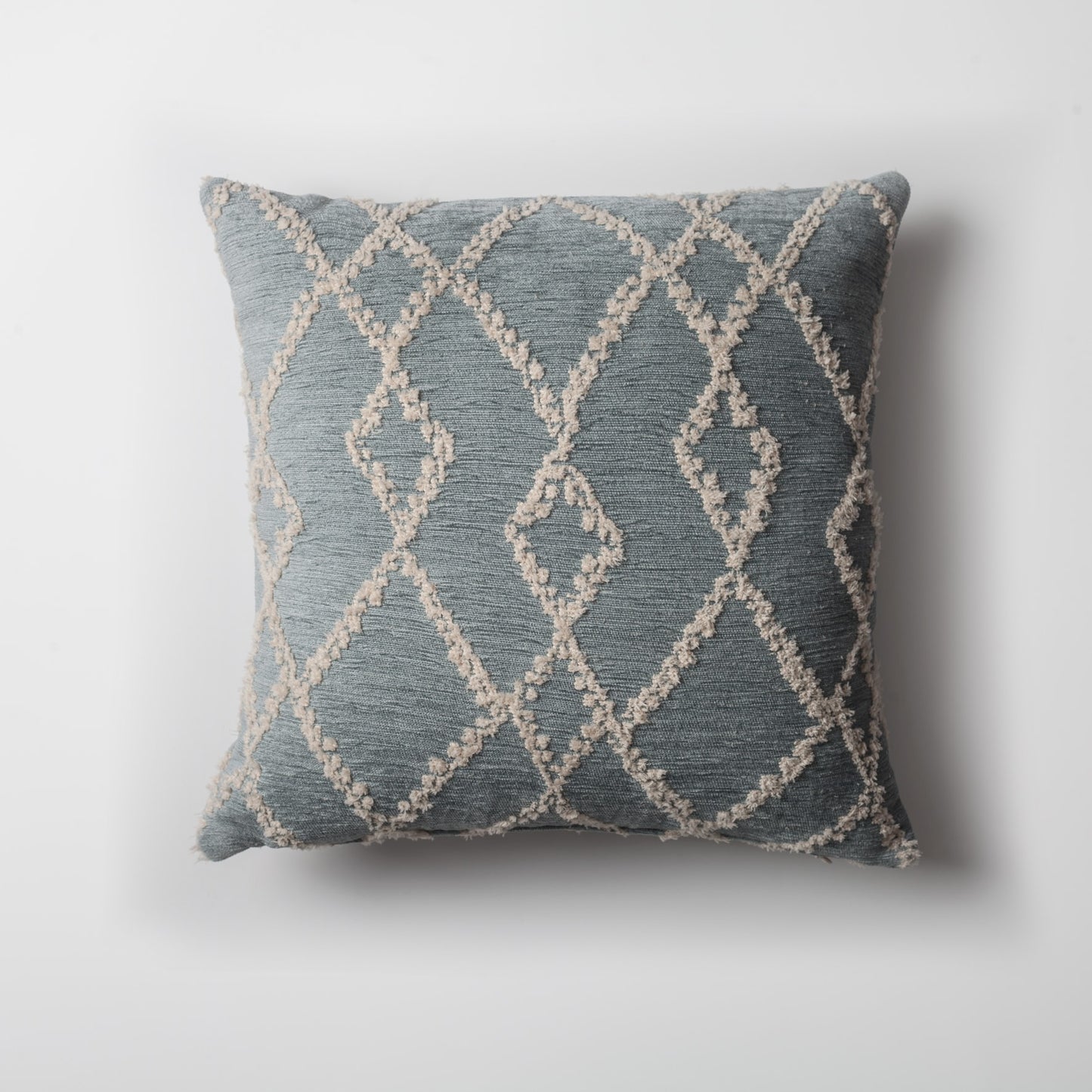 Savoy | Blue Woven Geometric Diamond Pattern Square 18''x18'' Throw Pillow Cover