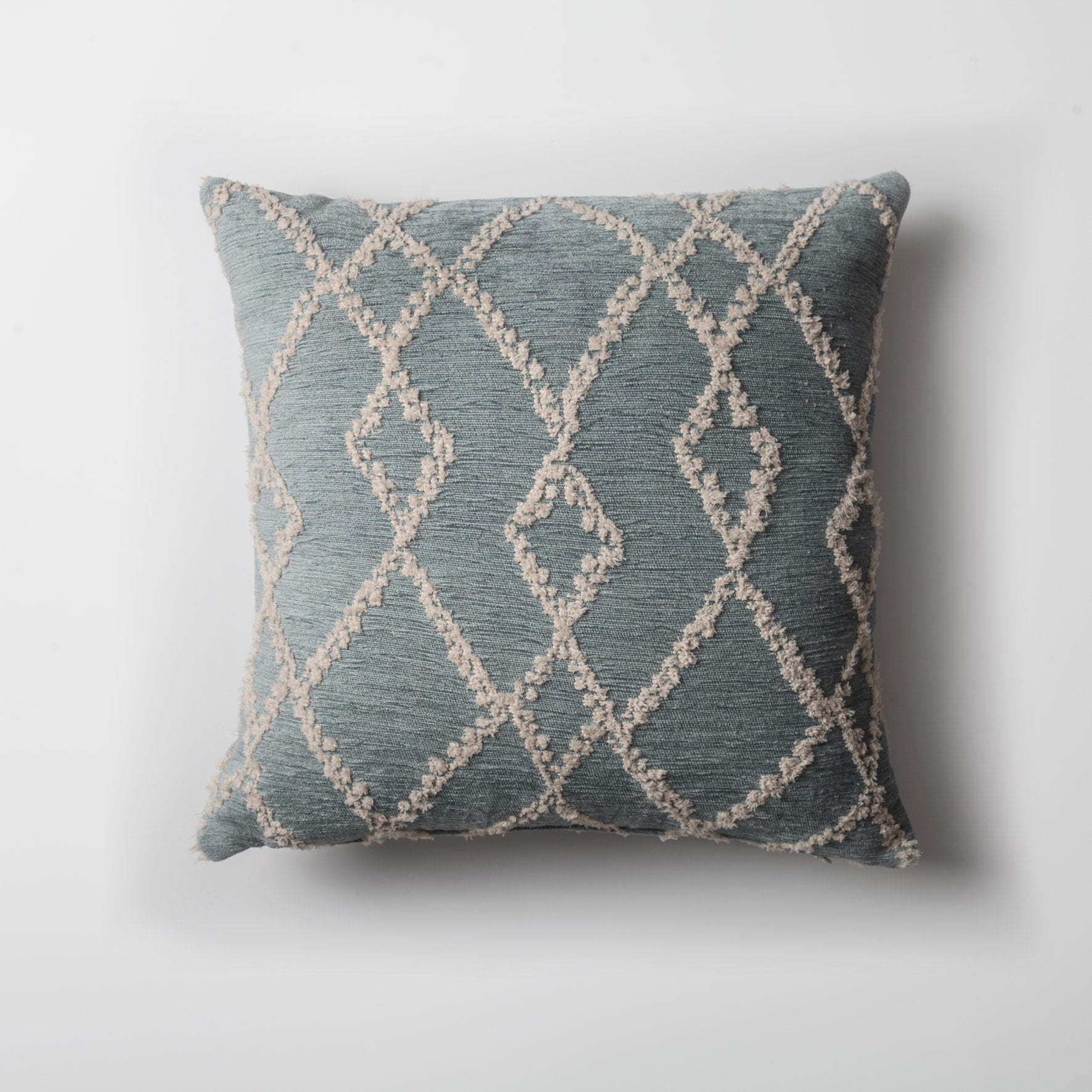 Savoy | Blue Woven Geometric Diamond Pattern Square 18''x18'' Throw Pillow Cover