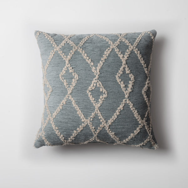 Blue woven geometric diamond pattern throw pillow cover 18"x18"