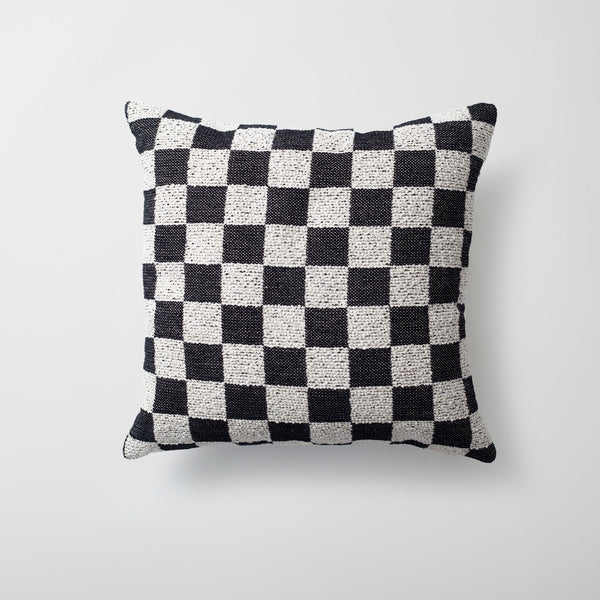 Black white woven checkered square throw pillow cover 18"x18"