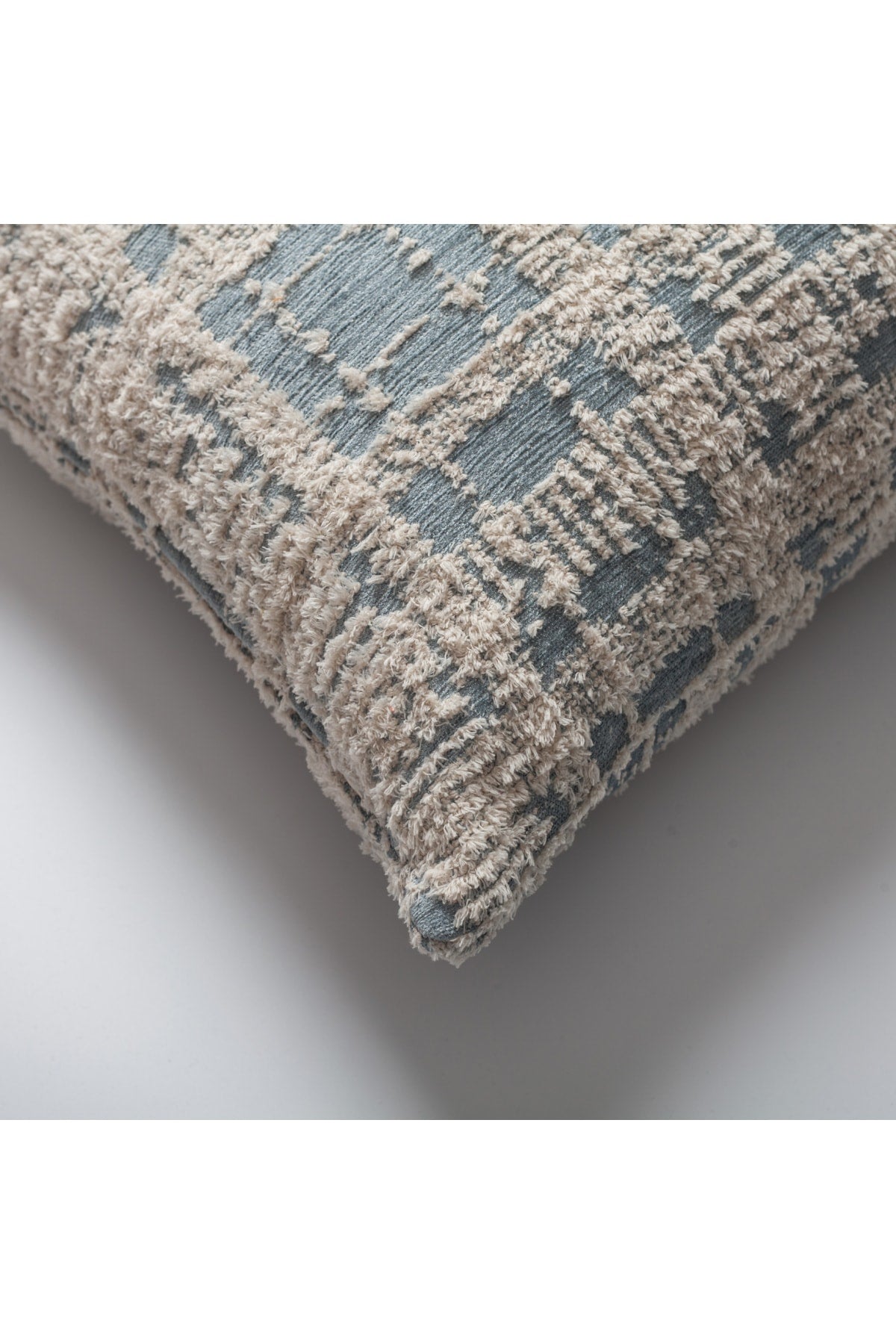 Teddy | Blue Woven Plaid Textured Square 18"x18'' Throw Pillow Cover