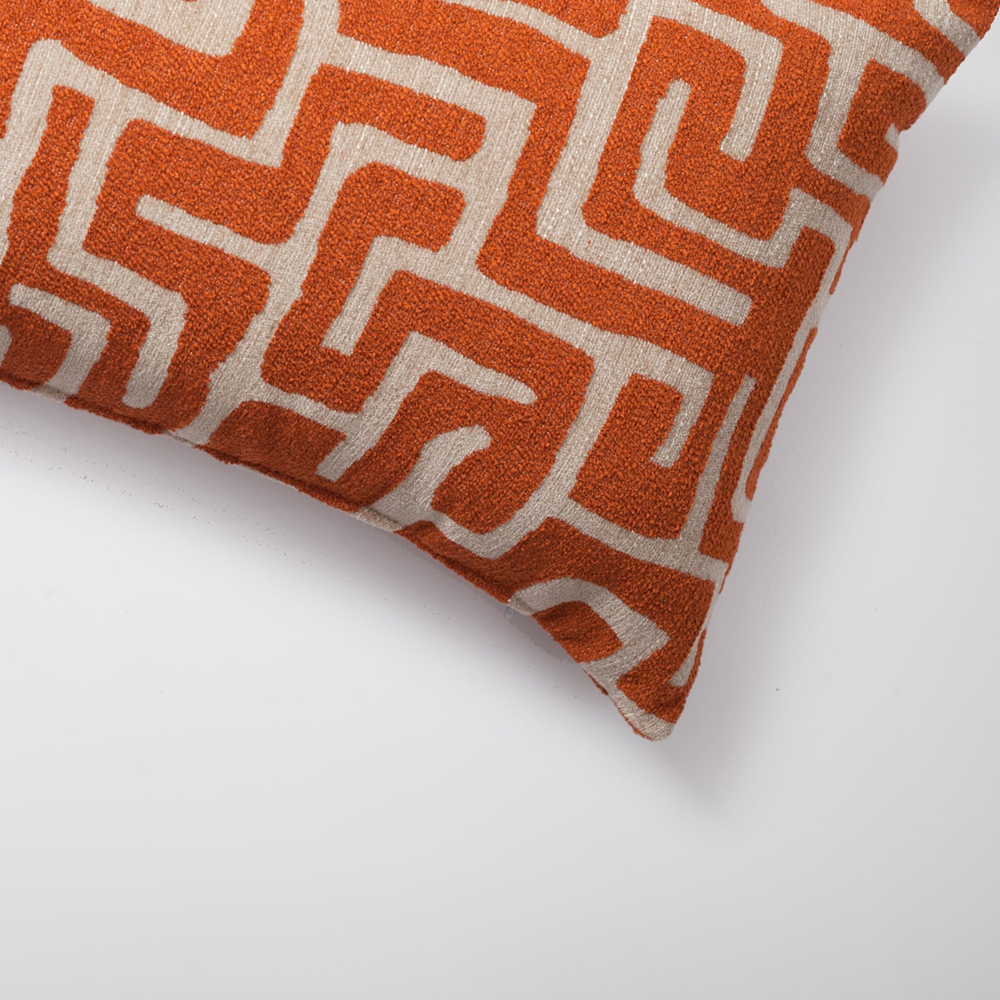 Norm | Burnt Orange Textured Geometric Maze Long Lumbar 14"x28" Throw Pillow Cover
