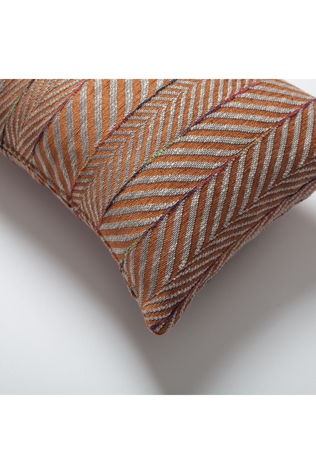 Sense | Burnt Orange Textured Herringbone Stripe Lumbar 12''x20'' Throw Pillow Cover