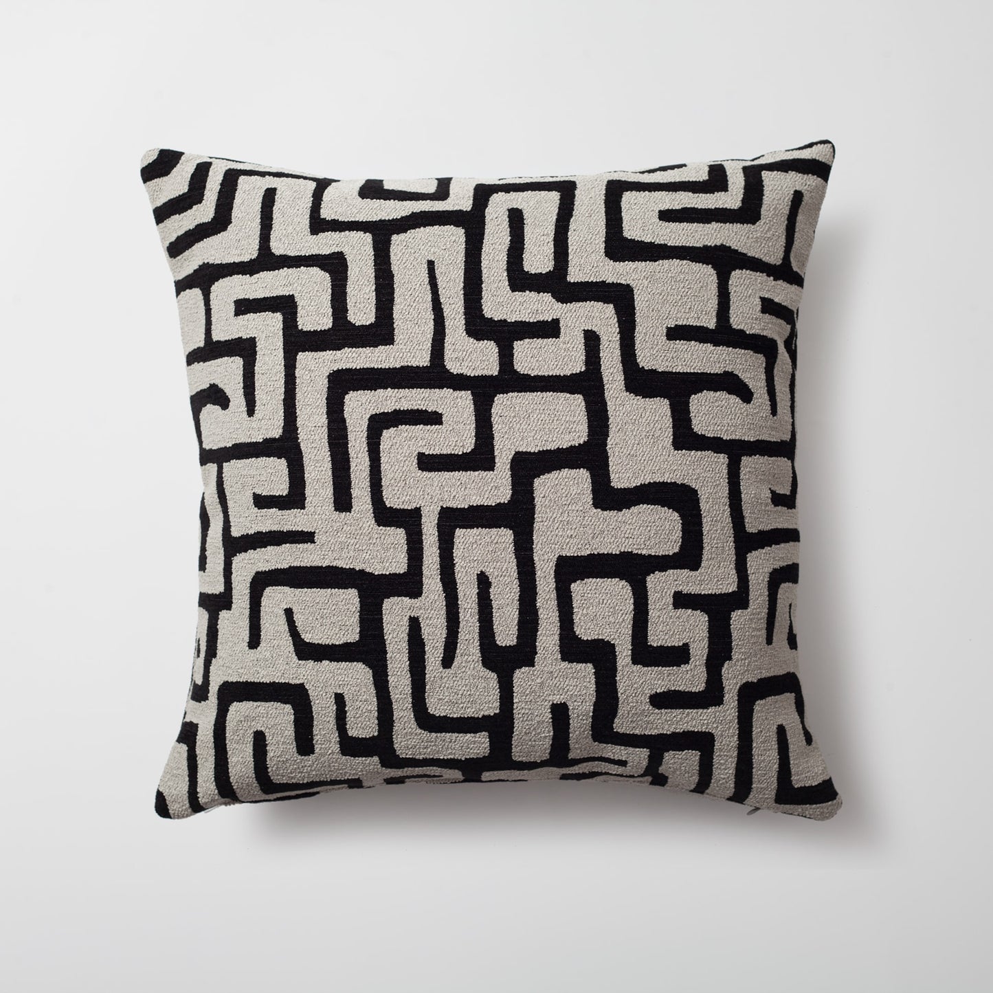 Norm | Black Boucle Textured Geometric Maze Square 20''x20'' Throw Pillow Cover