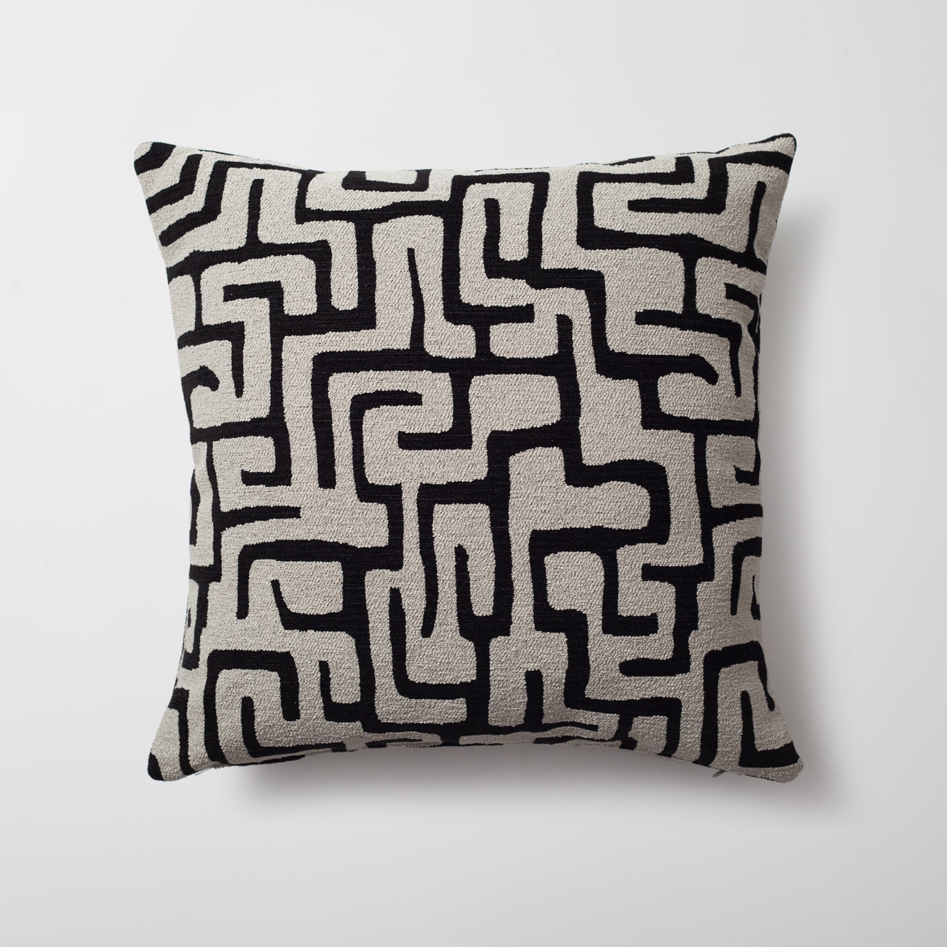 Norm | Black Boucle Textured Geometric Maze Square 20''x20'' Throw Pillow Cover