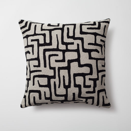Norm | Black Boucle Textured Geometric Maze Square 20''x20'' Throw Pillow Cover