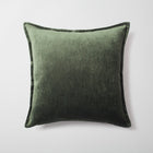 Eliza | Green Textured Velvet-Look Flanged Square 20''x20'' Throw Pillow Cover