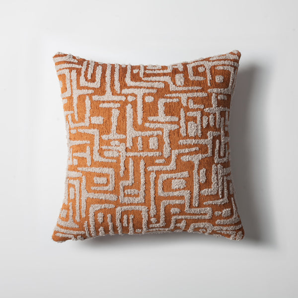 Burnt orange mid-century modern geometric textured throw pillow cover 18"x18"