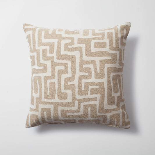 Norm | Neutral Boucle Textured Geometric Maze Square 20''x20'' Throw Pillow Cover