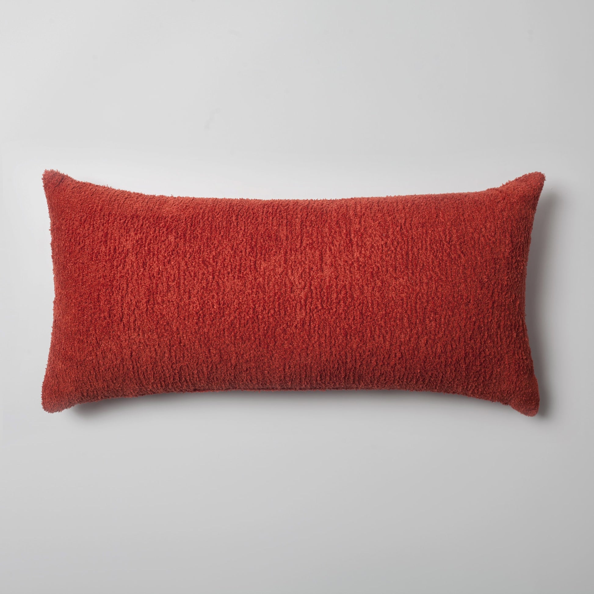 Cozy | Red Plush Soft Textured Long Lumbar 14"x28" Throw Pillow Cover