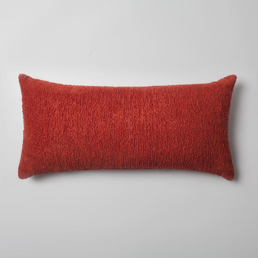 Cozy | Red Plush Soft Textured Long Lumbar 14"x28" Throw Pillow Cover