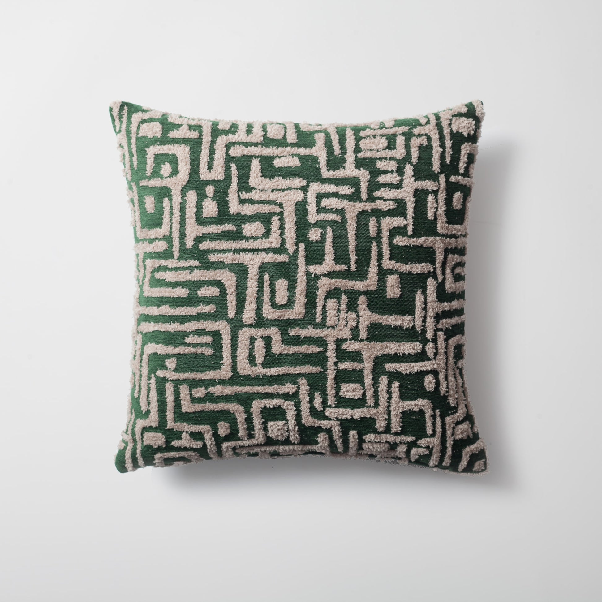 Gilda | Green Mid-Century Modern Geometric Textured Woven Square 18''x18'' Throw Pillow Cover