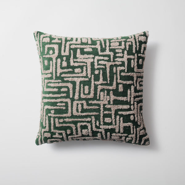 Green mid-century modern geometric textured throw pillow cover 18"x18"
