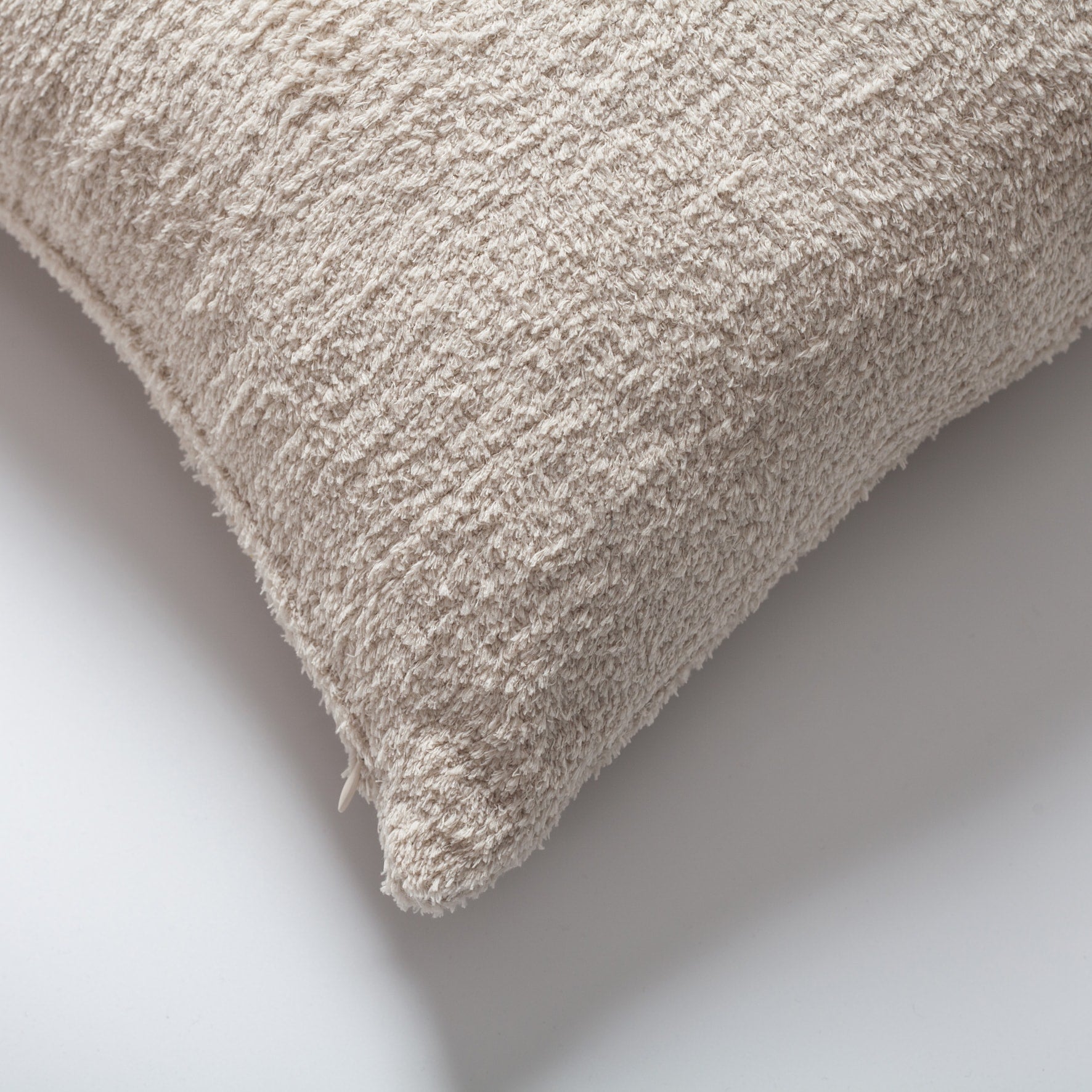 Cozy | Beige Plush Soft Textured Square 20''x20'' Throw Pillow Cover