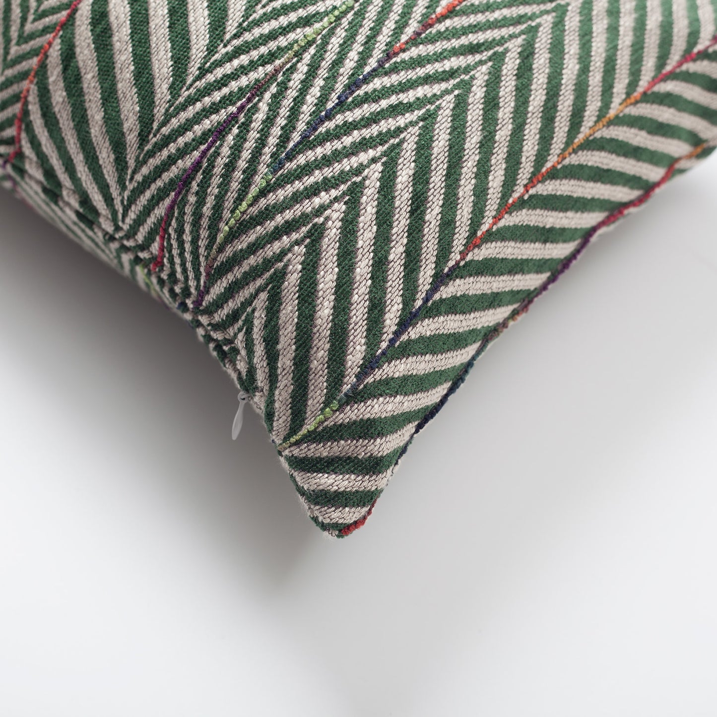 Sense | Green Textured Herringbone Stripe Lumbar 12''x20'' Throw Pillow Cover
