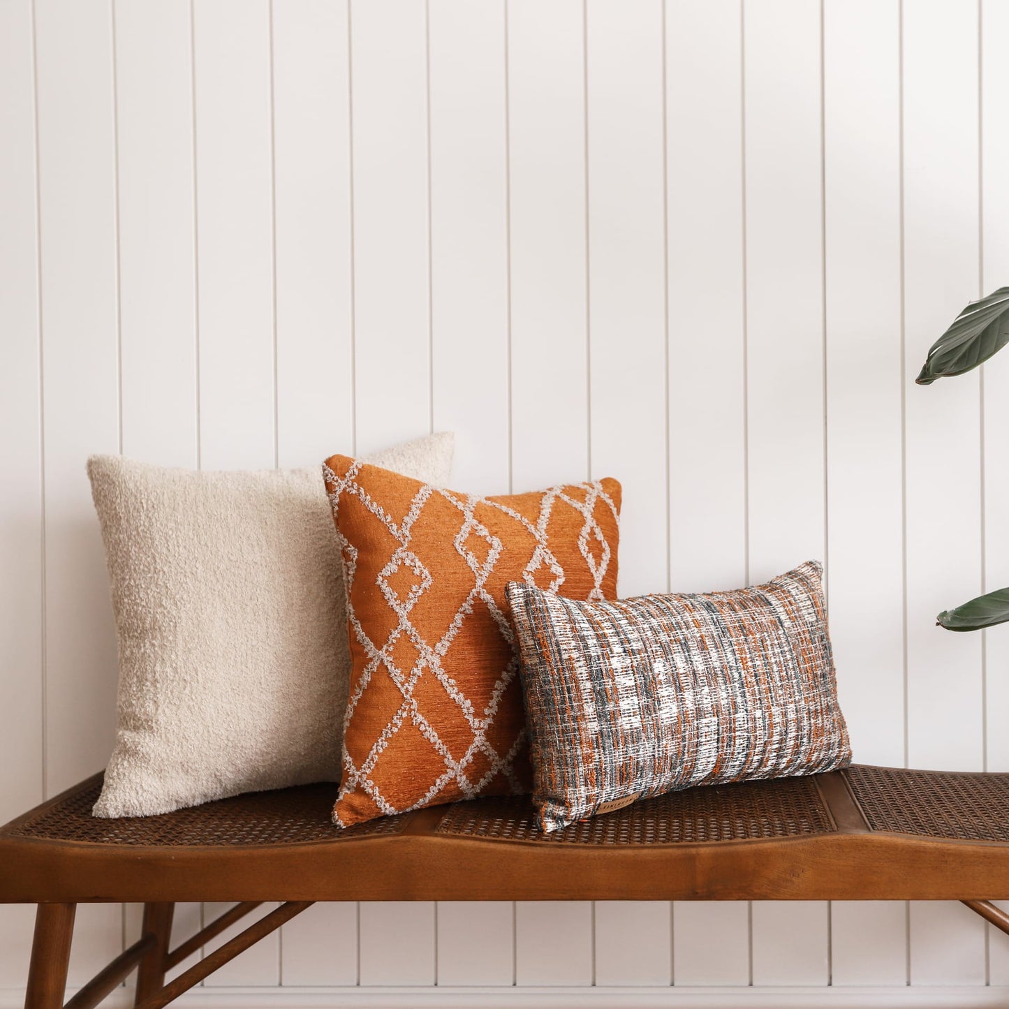 Savoy | Burnt Orange Geometric Diamond Pattern Square 18''x18'' Throw Pillow Cover