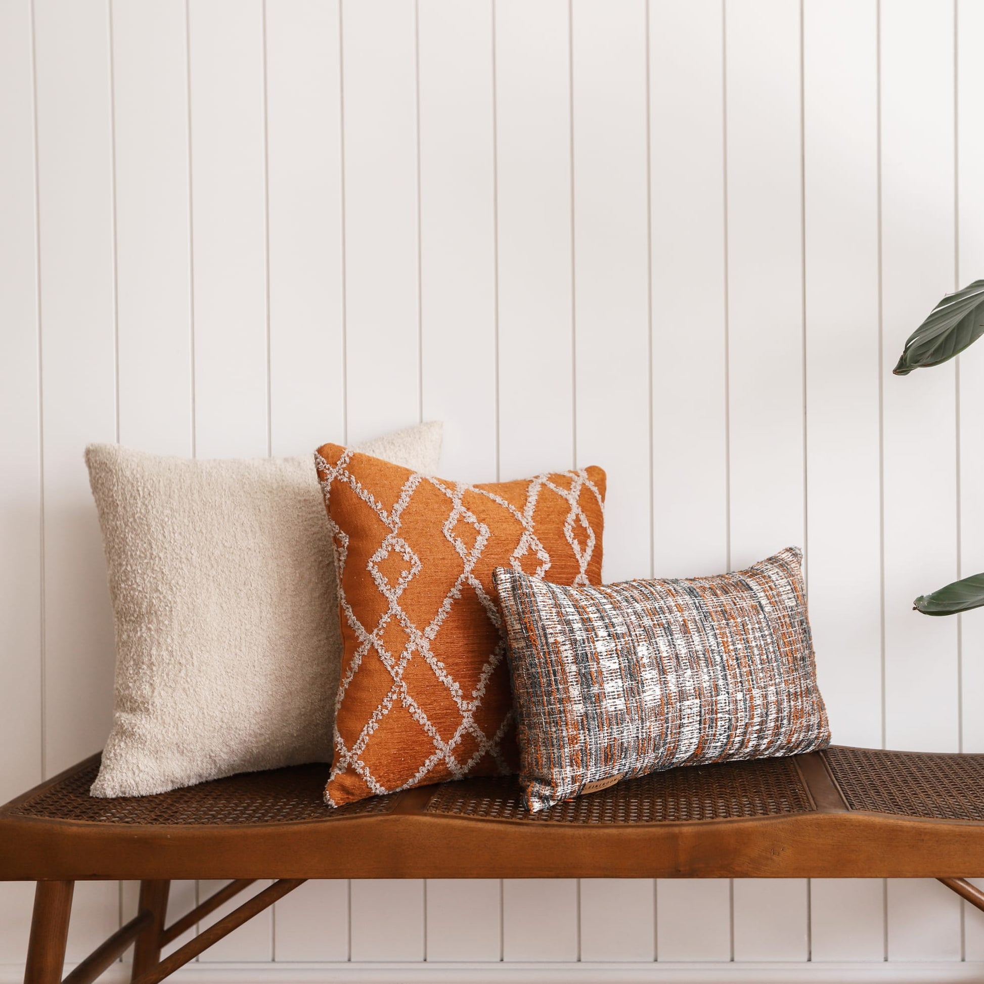 Savoy | Burnt Orange Geometric Diamond Pattern Square 18''x18'' Throw Pillow Cover