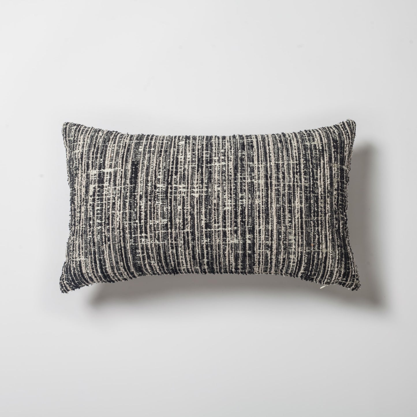 Coco | Black Heathered Woven Textured Plain Lumbar 12"x20" Throw Pillow Cover