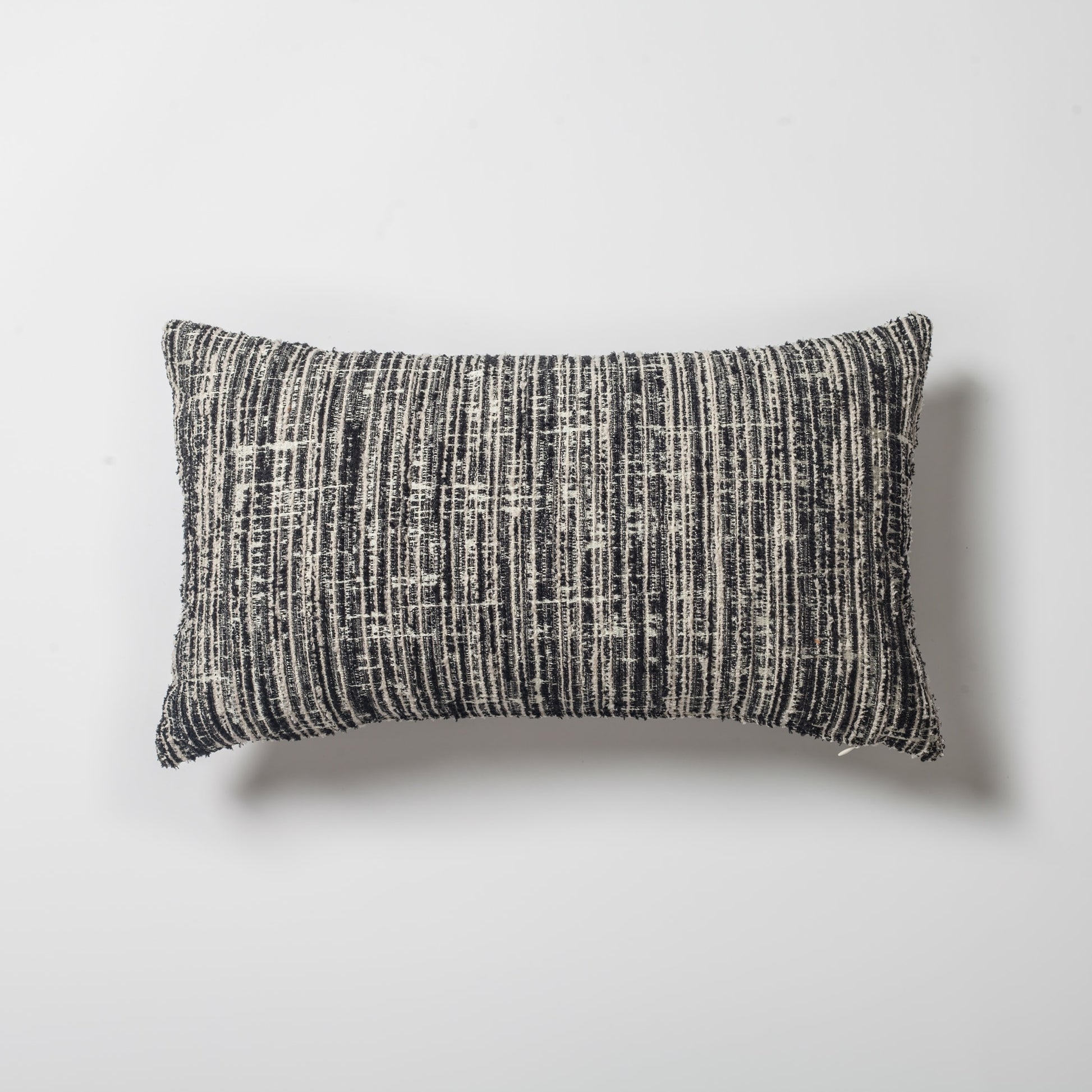 Coco | Black Heathered Woven Textured Plain Lumbar 12"x20" Throw Pillow Cover