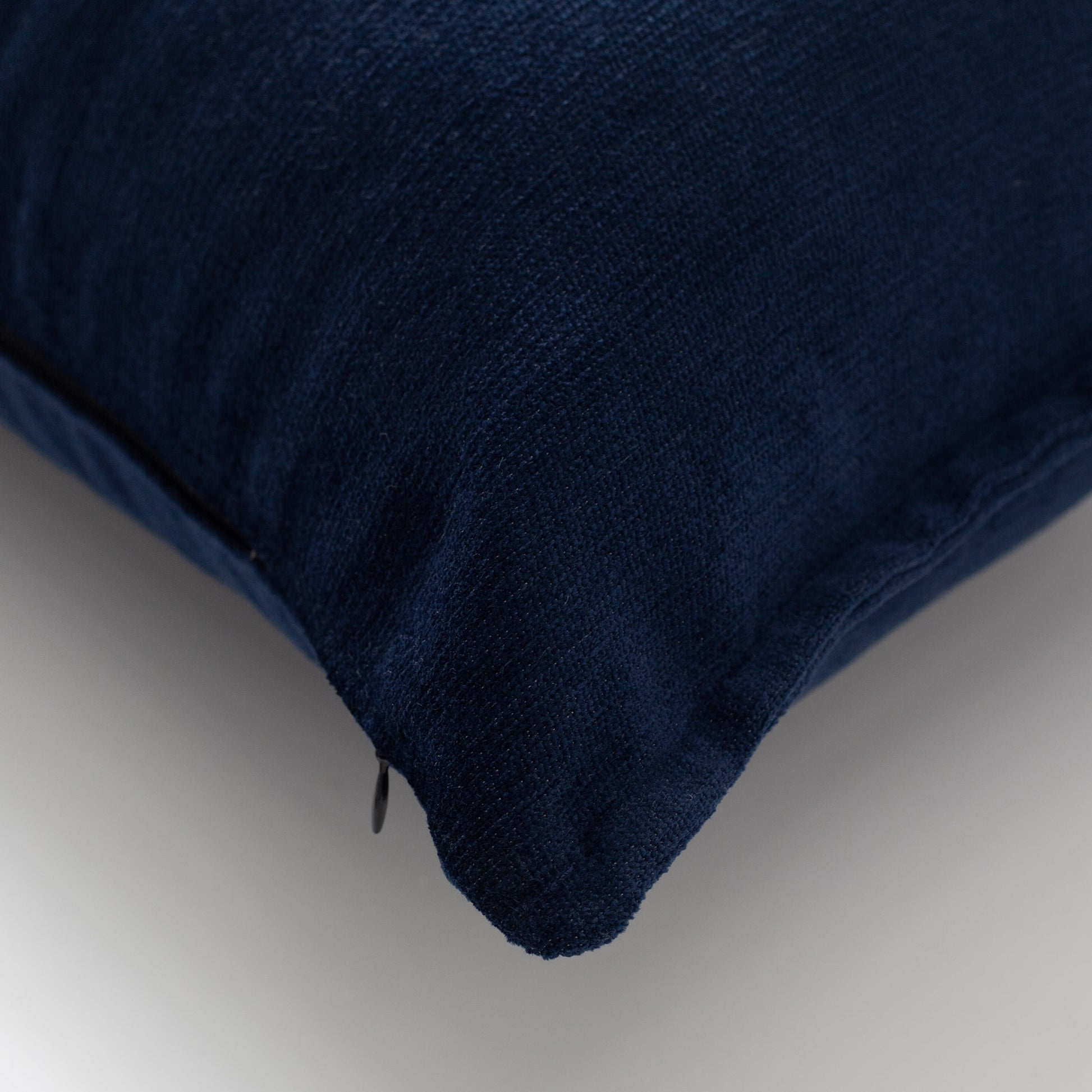 Eliza | Navy Blue Textured Velvet-Look Flanged Lumbar 16''x24'' Throw Pillow Cover