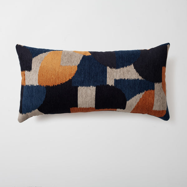 Orange navy blue modern geometric throw pillow cover 14"x28"