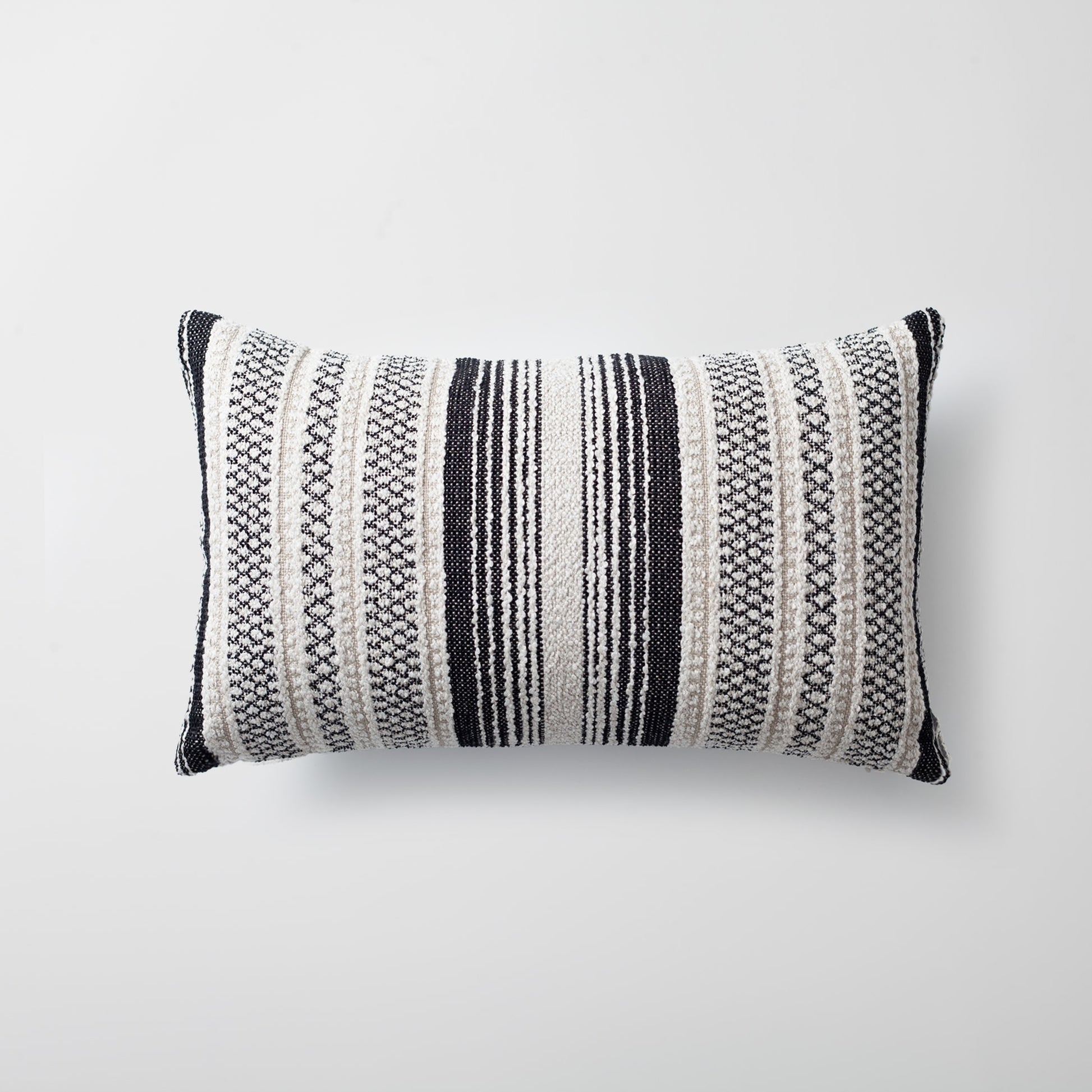 Gobi | Black and White Striped Textured Lumbar 12''x20'' Throw Pillow Cover