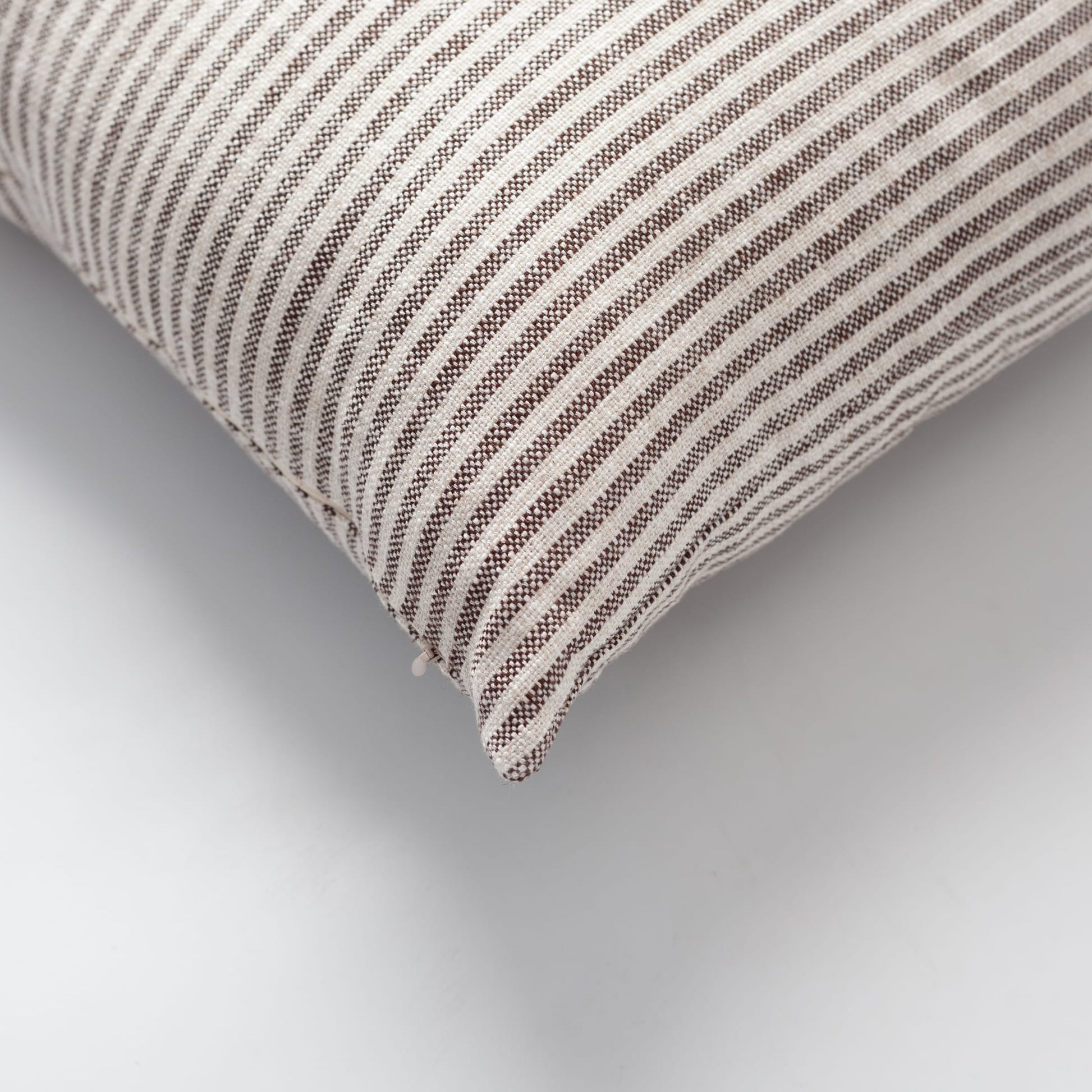 Zuma | Brown Stripe Neutral Linen-Blend Square 18"x18" Throw Pillow Cover