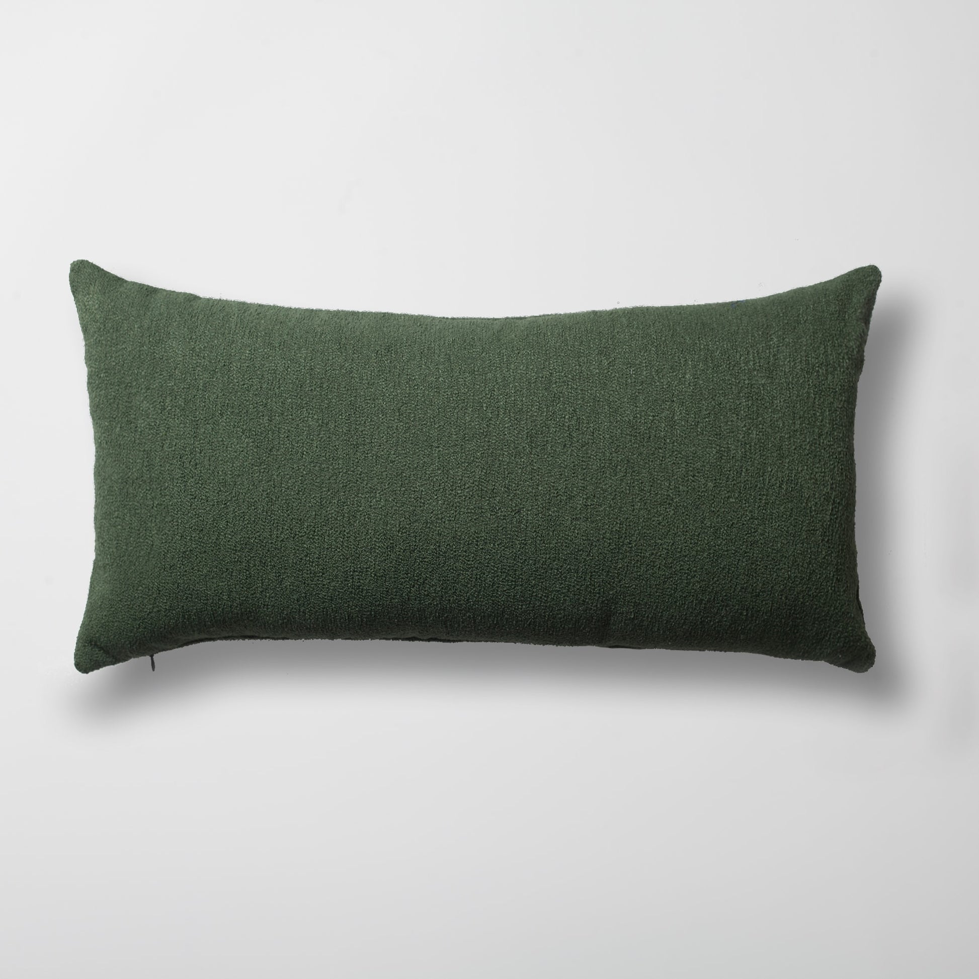 Julia | Green Boucle Textured Solid Long Lumbar 14"x28" Throw Pillow Cover
