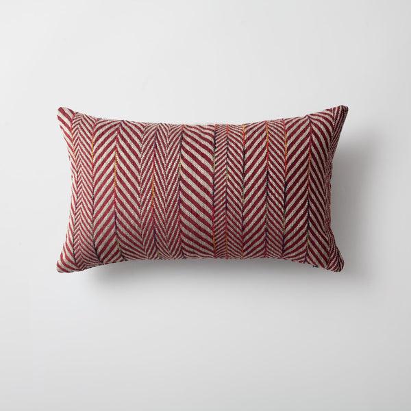 Burgundy textured herringbone stripe lumbar throw pillow cover 12"x20"