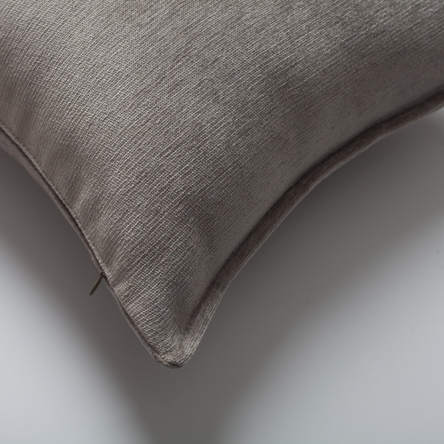 Eliza | Taupe Textured Velvet-Look Flanged Square 20''x20'' Throw Pillow Cover