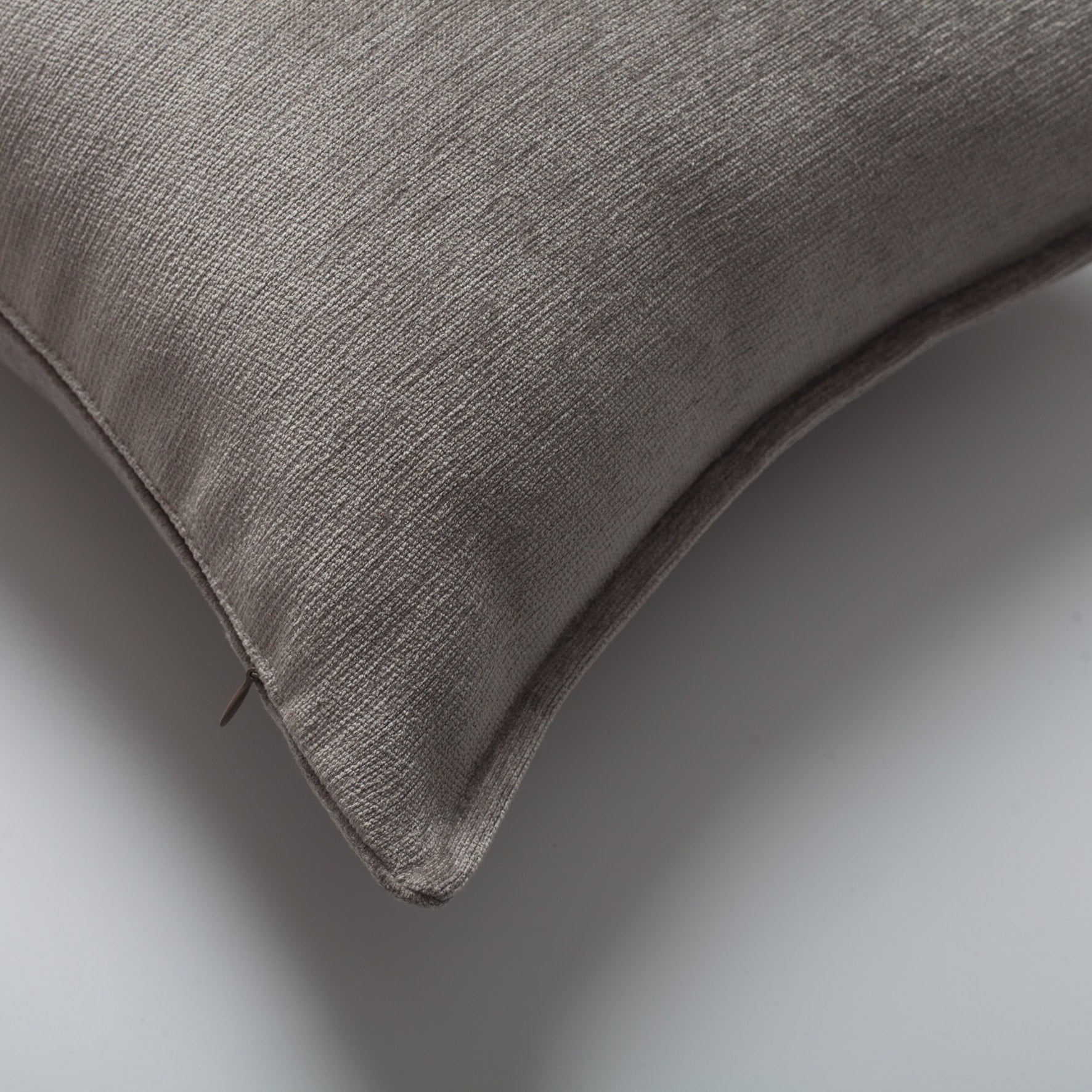 Eliza | Taupe Textured Velvet-Look Flanged Square 20''x20'' Throw Pillow Cover