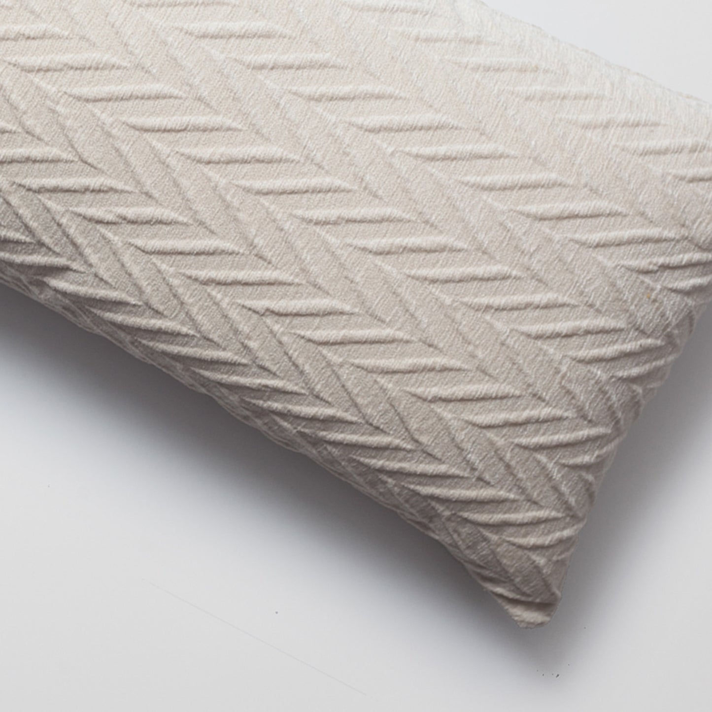 Cello | White Textured Chevron Long Lumbar 14"x28" Throw Pillow Cover