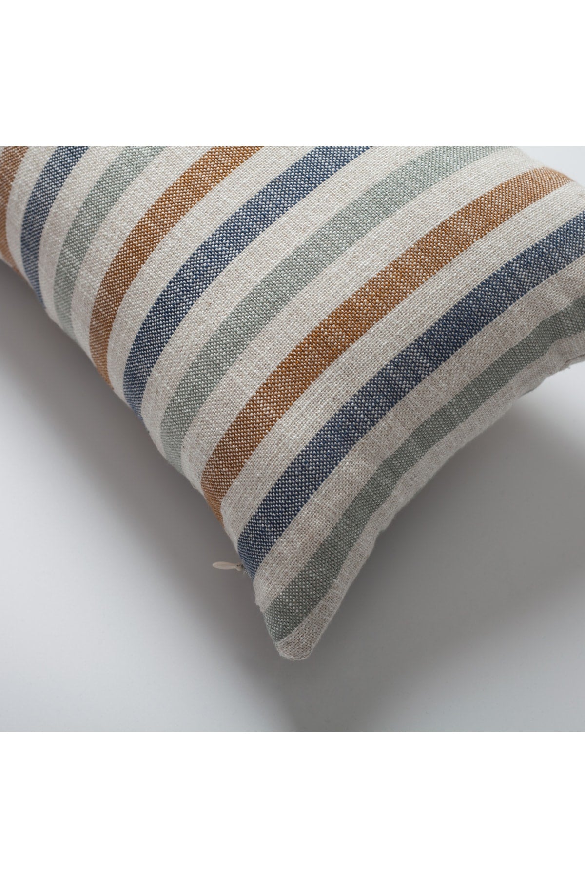 Capri | Orange Linen-Blend Neutral Striped Lumbar 12"x20" Throw Pillow Cover
