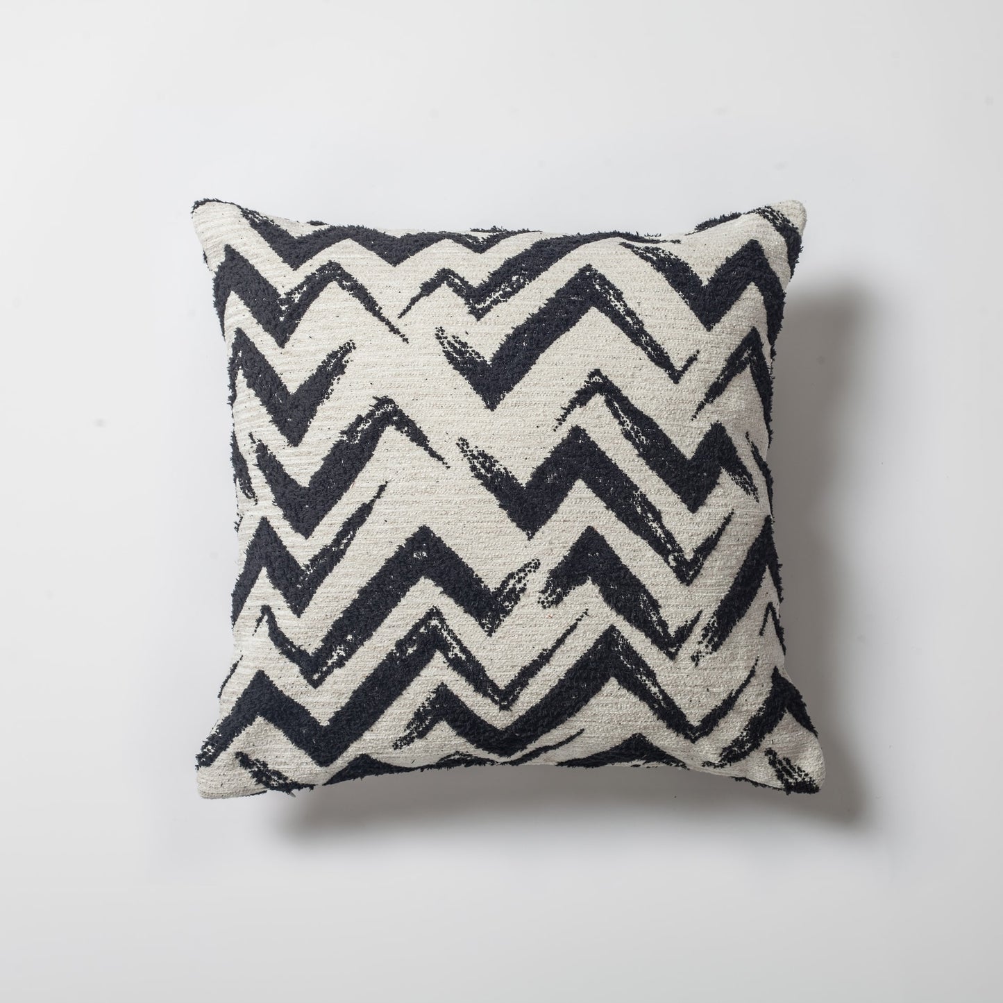Havana | Black and White Geometric Chevron Textured Woven Square 18''x18'' Throw Pillow Cover